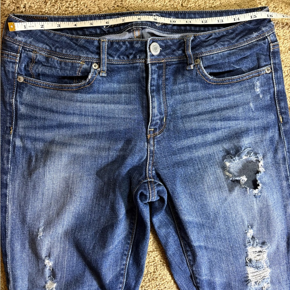 American Eagle Outfitters Slouchy‎ Skinny Distressed Blue Skinny Jeans - Picture 5 of 8